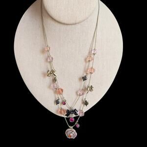 Vintage Betsey Johnson Original Layered Bows & Rhinestone Coquette Necklace